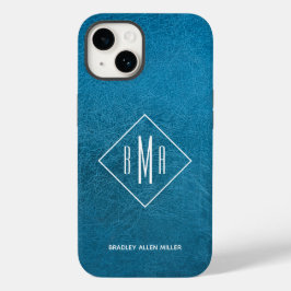 Funda Para iPhone 14 De Case-Mate Cuero azul monograma