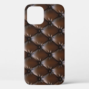 Funda Para iPhone 12 Cuero De Chocolate: Textura De Tejido De Lujo