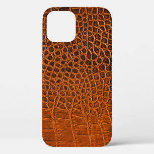 Funda Para iPhone 12 Cuero de cocodrilo marrón