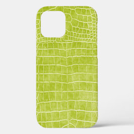 Funda Para iPhone 12 Cuero de cocodrilo verde Chartreuse