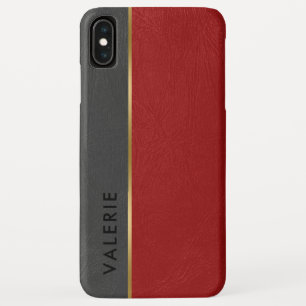 Funda Para iPhone XS Max Cuero de imitación gris y rojo