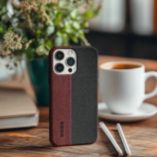 Funda Para iPhone XR Cuero de imitación negro y rojo