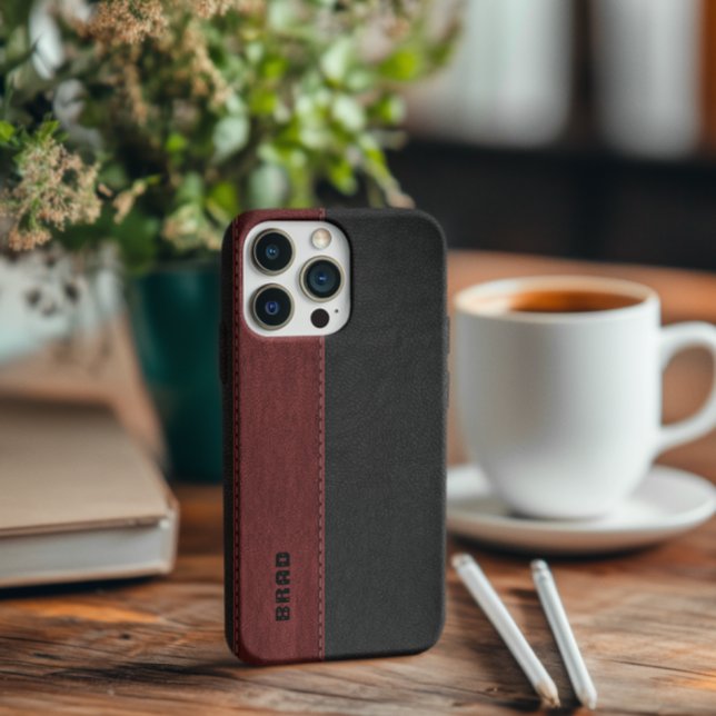 Funda De Case-Mate Para iPhone Cuero de imitación negro y rojo (Subido por el creador)