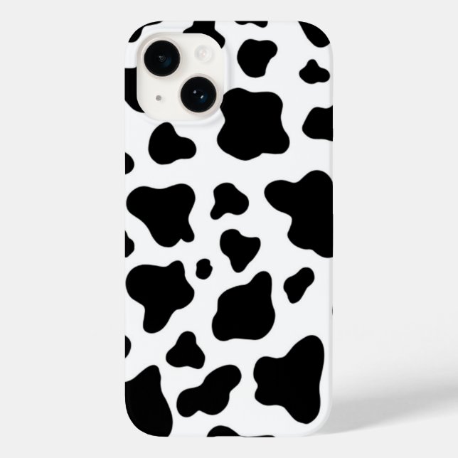 Funda De Case-Mate Para iPhone Cuero de vaca falso negro y blanco chic (Reverso )