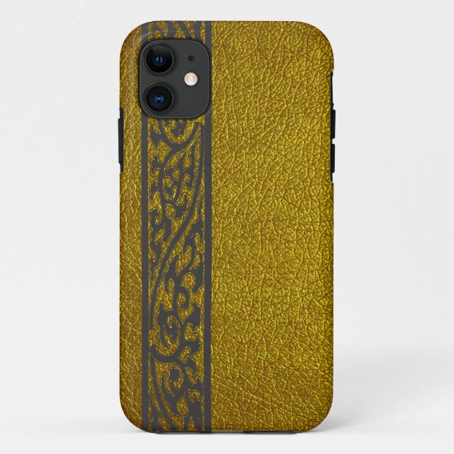 Funda De Case-Mate Para iPhone Cuero Dorado Moderno (Reverso)