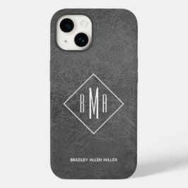 Funda Para iPhone 14 De Case-Mate Cuero gris monogramo