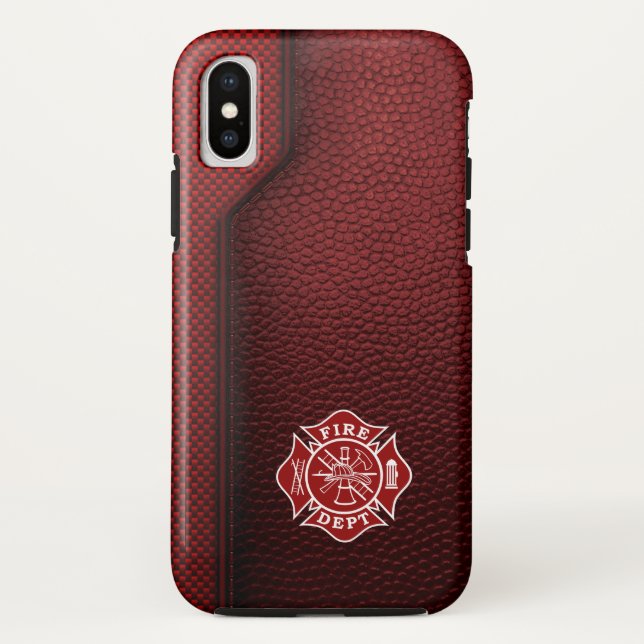 Funda De Case-Mate Para iPhone Cuero impreso para bomberos (Reverso)