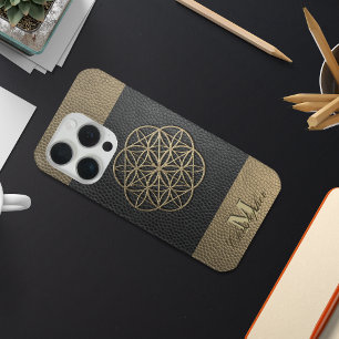 Funda Para iPhone 15 Pro Cuero marrón bicolor, con patrón grabado en reliev