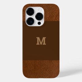 Funda Para iPhone 14 Pro De Case-Mate Cuero marrón con monograma clásico