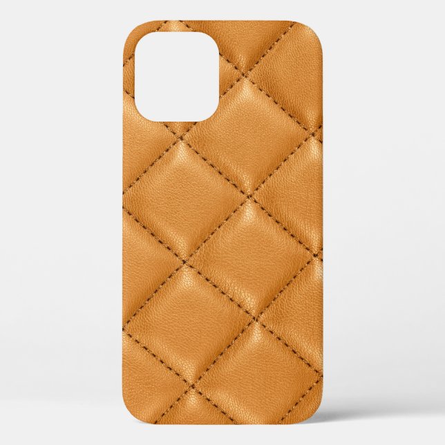 Funda De Case-Mate Para iPhone Cuero marrón de lujo, textura interior. (Reverso )