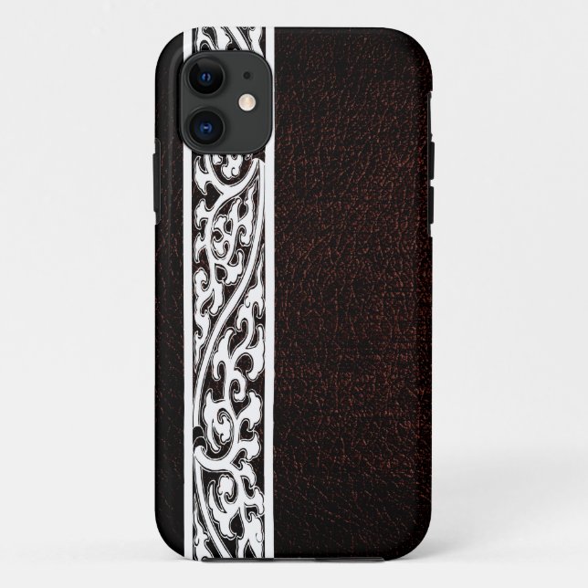 Funda De Case-Mate Para iPhone Cuero marrón moderno (Reverso)