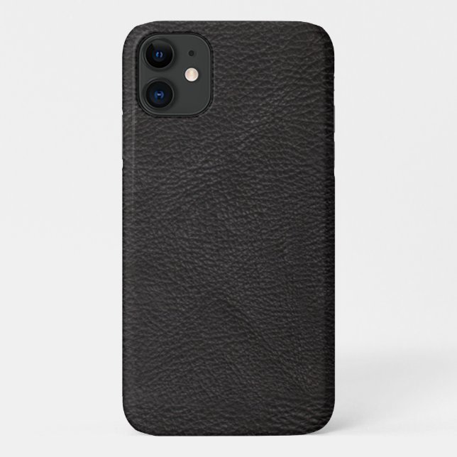 Funda De Case-Mate Para iPhone Cuero negro elegante con textura (Reverso)