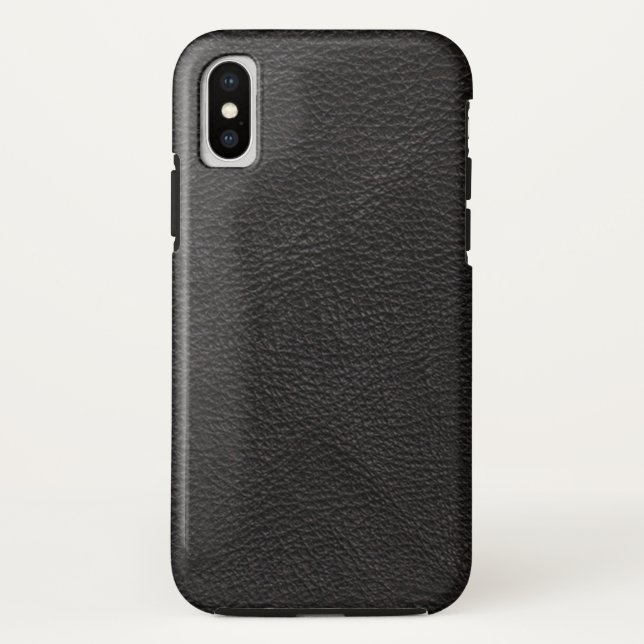 Funda De Case-Mate Para iPhone Cuero negro texturizado (Reverso)