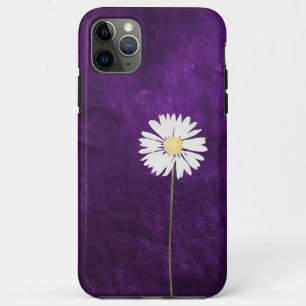 Funda Para iPhone 11 Pro Max cuero púrpura con margarita