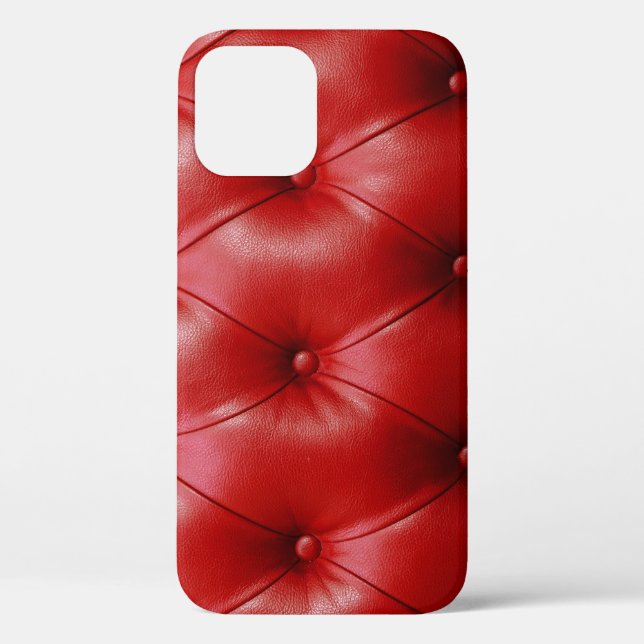 Funda De Case-Mate Para iPhone Cuero Rojo: Elegancia del patrón de tapicería. (Reverso )