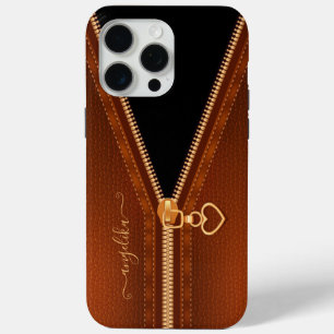 Funda Para iPhone 15 Pro Max Cuero Simulato Corazón Cremallera