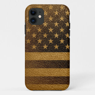 Funda Para iPhone 11 Cuero vintage de bandera estadounidense #4
