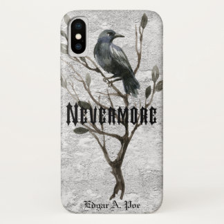 Funda Para iPhone X Cuervo de la acuarela nunca más