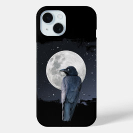 Funda Para iPhone 15 Cuervo del Bosque Luna Fría