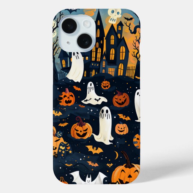 Funda De Case-Mate Para iPhone Cuesta Halloween Spooky Haunty House Ghosts Bats (Reverso )