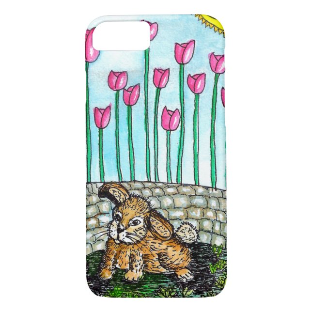 Funda De Case-Mate Para iPhone Cuidada acuarela Rabbit Country Art (Reverso)