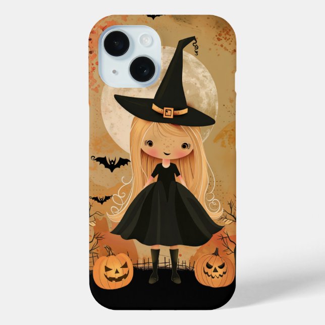 Funda De Case-Mate Para iPhone Cuidada Halloween Spookee Bruja Black Cat Bats Cal (Reverso )