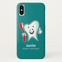Cuidado dental Feliz diente con cepillo de dientes