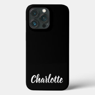 Funda Para iPhone 13 Pro Cuidado nombre de guión elegante negro blanco mode