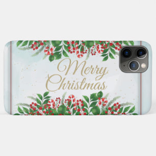 Funda Para iPhone 11 Pro Max Cuidados Navidades con bayas rojas florales