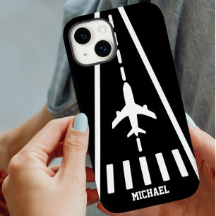 Funda Para iPhone 14 De Case-Mate Cumpleaños Avión Aterrizaje Pista Blanco y Negro