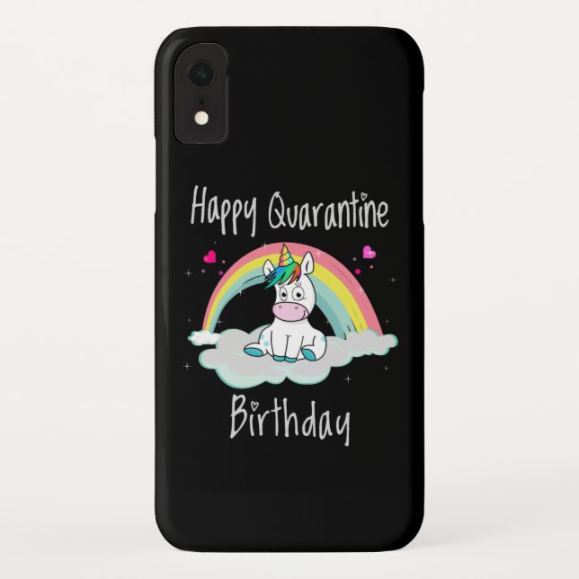 Funda De Case-Mate Para iPhone Cumpleaños de Cuarentena Unicornio arcoíris (Reverso)