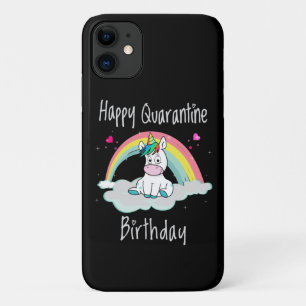 Funda Para iPhone 11 Cumpleaños de Cuarentena Unicornio arcoíris