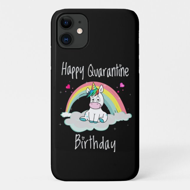 Funda De Case-Mate Para iPhone Cumpleaños de Cuarentena Unicornio arcoíris (Reverso)