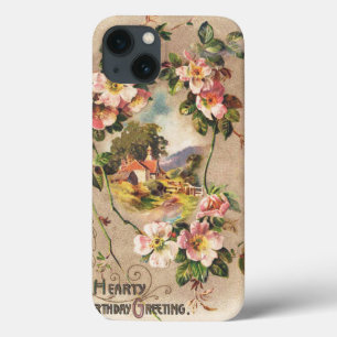 Funda Para iPhone 13 Cumpleaños Floral Campestre Victoriano de la Décad