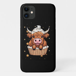 Funda Para iPhone 11 Cupcake de vaca de Cuadros de Highland