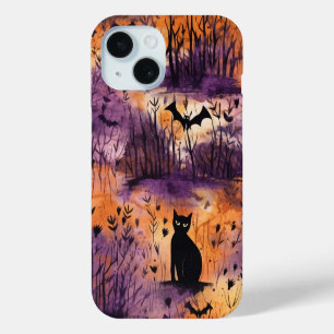 Funda Para iPhone 15 Curada Bruja de gato de Halloween en temporada de