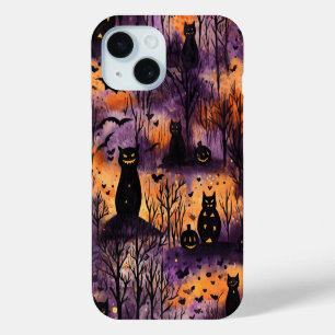 Funda Para iPhone 15 Curada Bruja de gato de Halloween en temporada de