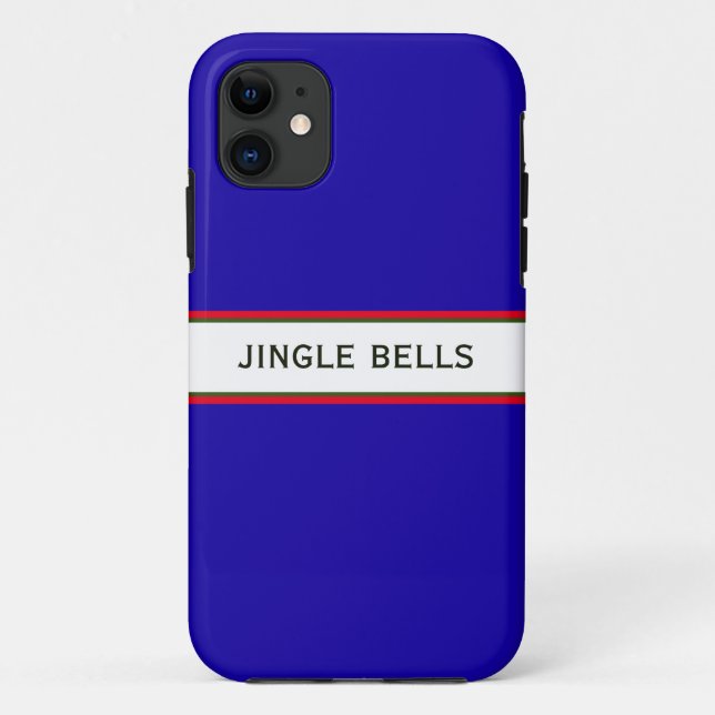 Funda De Case-Mate Para iPhone Curiosa Festividad Royal Blue Modern Jingle Bells  (Reverso)