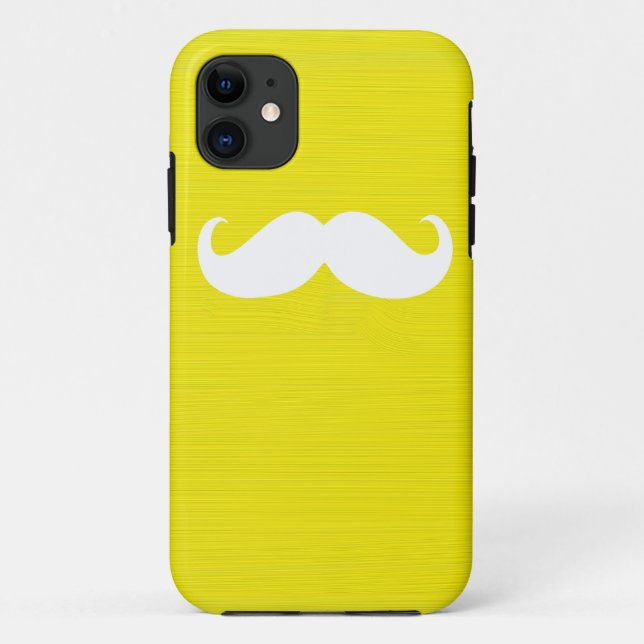 Funda De Case-Mate Para iPhone Curioso bigote blanco sobre fondo amarillo (Reverso)