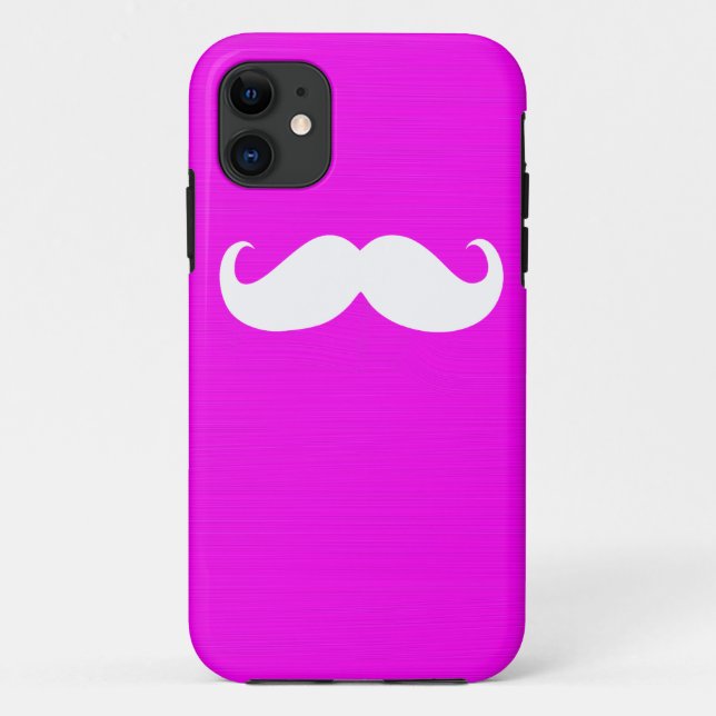 Funda De Case-Mate Para iPhone Curioso bigote blanco sobre fondo rosado (Reverso)