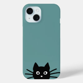 Funda Para iPhone 15 Curioso gato negro de búsqueda | Graciosa Línea