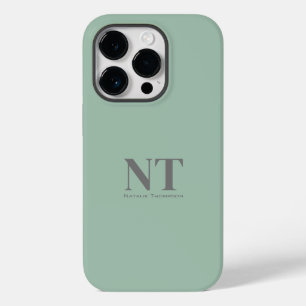 Funda Para iPhone 14 Pro De Case-Mate Curso Turquesa simple Monograma inicial moderno