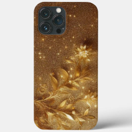 Funda Para iPhone 13 Pro Max Curva floral dorada moderna y elegante