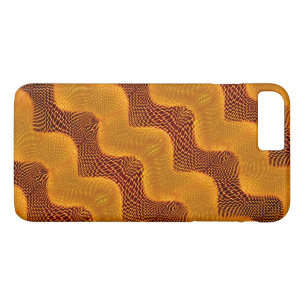 Funda Para iPhone 8 Plus/7 Plus Curva laranja e pontos dourados sobre fundo marrom