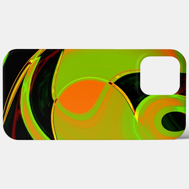 Funda De Case-Mate Para iPhone Curvas abstractas en verde cal con baño naranja (Reverso  (Horizontal))