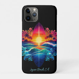 Funda Para iPhone 11 Pro Curvas de Surfboard de Sunset-