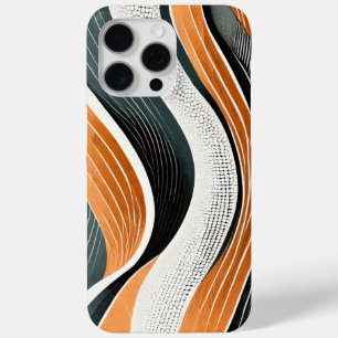 Funda Para iPhone 15 Pro Max Curvas naranjas y grises con texturas
