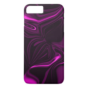 Funda Para iPhone 8 Plus/7 Plus Curvas rosadas o púrpuras sobre fondo morado oscur