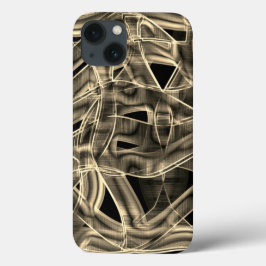 Funda Para iPhone 13 Curvas tipo cinta, líneas caqui o beige en relieve