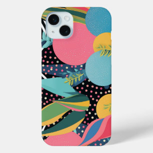 Funda Para iPhone 15 Mini Curvas y puntos con hojas